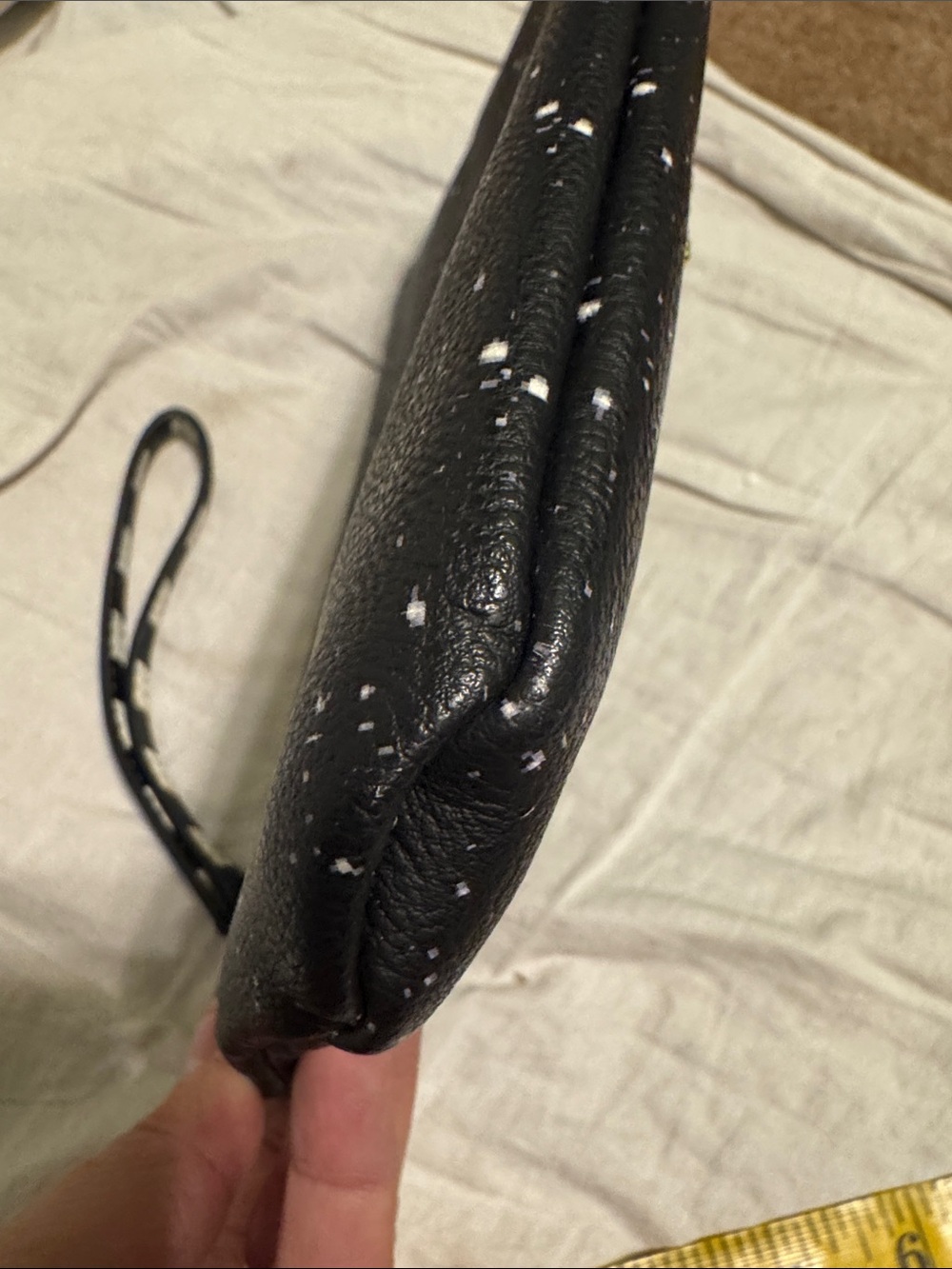 Betsey Johnson Black Wristlet with White Speckle & Checker Strap - Picture 5 of 6